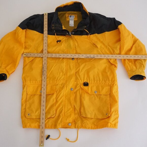 VTG '90S Oakbrook Yellow Black Nautical Utility Nylon Zip Up Jacket 3X - Picture 3 of 9